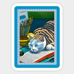 Funny Lazy Bored Cat Sticker